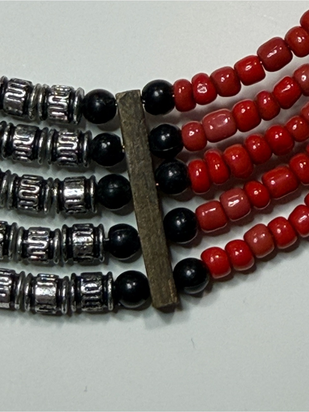 Abrand Red Multi-Strand Beaded Necklace with Silver Accents - Picture 2 of 2